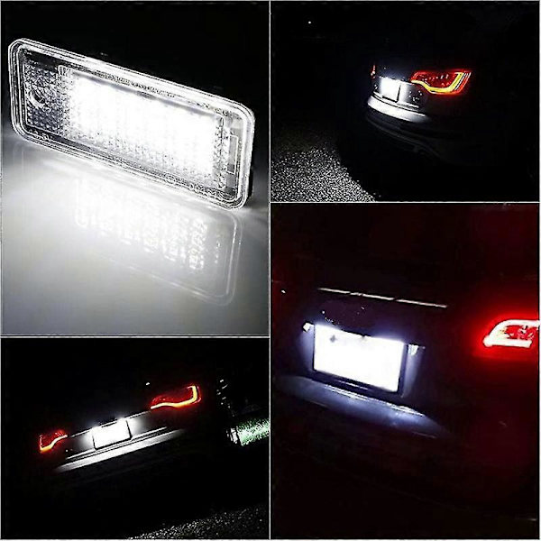 2 st LED-nummerplåtslampor för bil, vita - A3 S3 8P A4 B6 B7 A5 A6 4F A8 S8 C6 Cabriolet DB