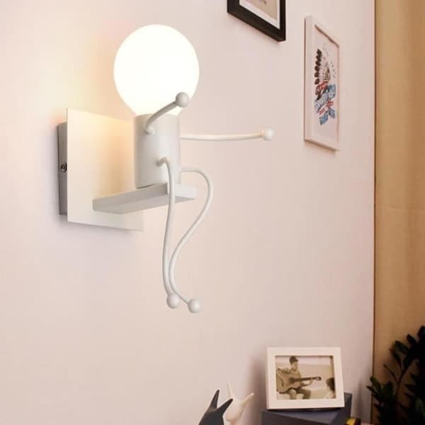 Moderne vegglampe - E27 sokkel - Metall - Hvit - Til barnerom[DB]