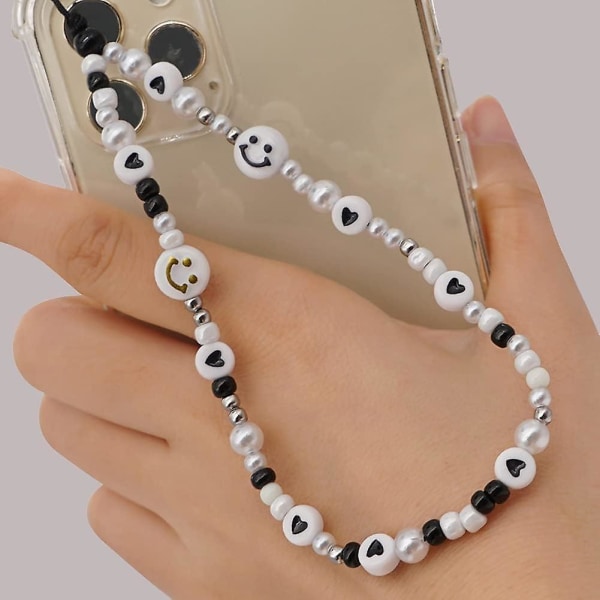 Pärlor Handrem För Telefon, Smiley Face Universal Mobiltelefon Lanyard Beads Handled Kedja För Kvinnor Flickor Bohemian Beads Charm Mobiltelefon Lanyard
