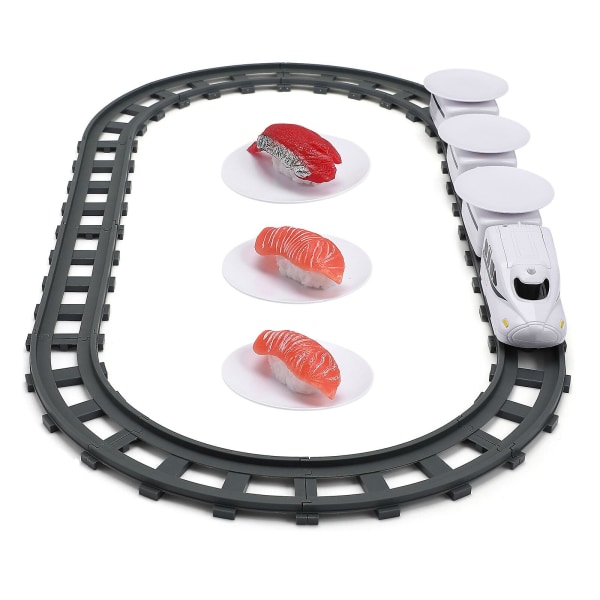 1 sett med kreativ karusell sushi togleker Elektrisk jernbanetog leketøy til hjemmet (hvit) Db M