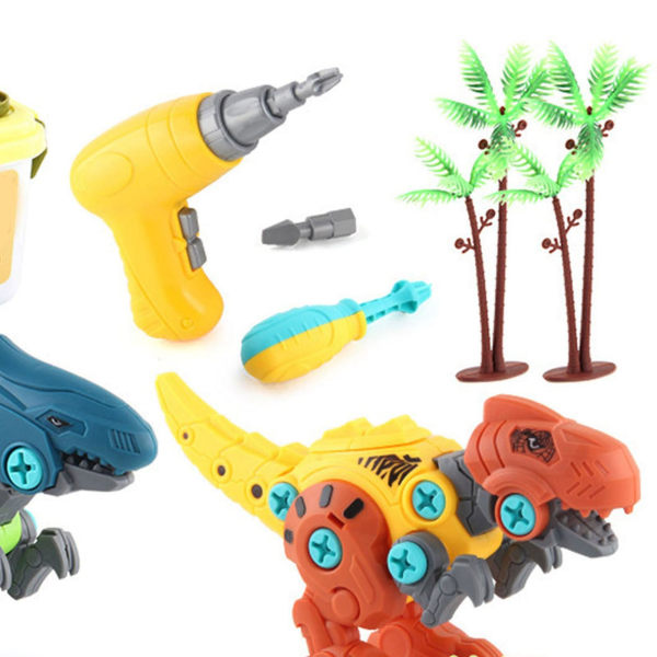 4 stk adskille dinosaur legetøj Elektrisk skrue dinosaur kombination gør-det-selv-samle konstruktion bygning dreng legetøj db Type 1