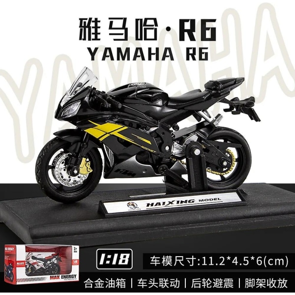 1:18 Yamaha R6 Moottoripyörä High Simulation Diecast Metal Alloy Model Car Collection Lasten Lelulahjat M21 [DB] Black With box