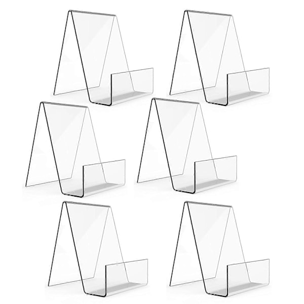 6-pack akryl bokställ klart staffli triangulärt stöd multifunktionell transparent displayhållare [DB] Transparent