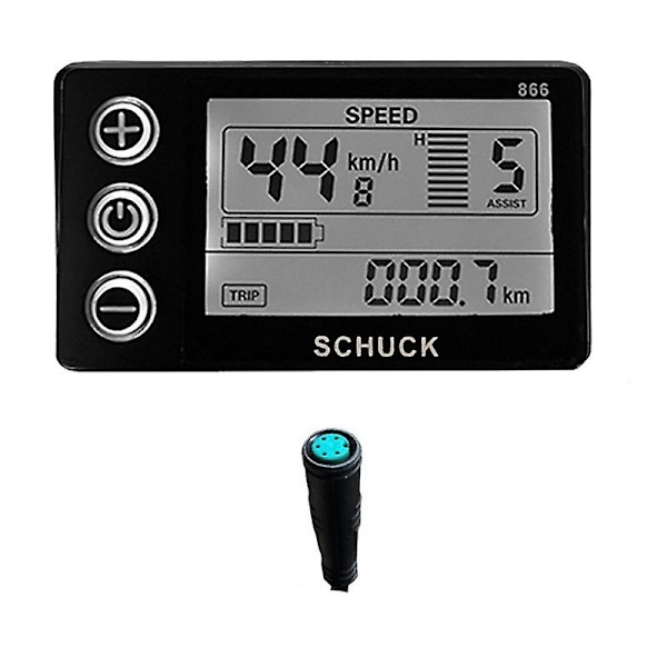 Ebike S866 LCD-skjerm, elektrisk sykkel 24v 36v 48v kontrollpanel med vanntett plugg for Bbs01 Bbs02 [DB] Black