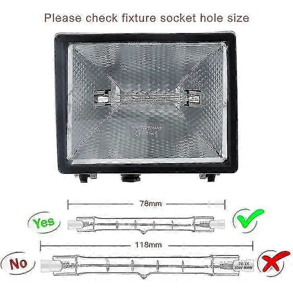 Sett med 5 R7s Halogenpærer 78mm 80w 230v, R7s Halogenstav 78mm, R7s Halogenpære Dimbar Halogenstavlampe [xcs] [DB]