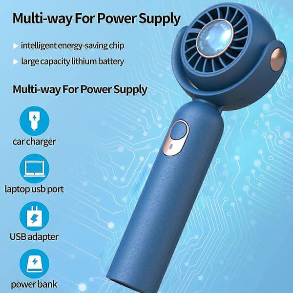 Bærbar håndholdt ventilator, halsventilator, mini bordventilator, multifunktionel ventilator [DB] blue