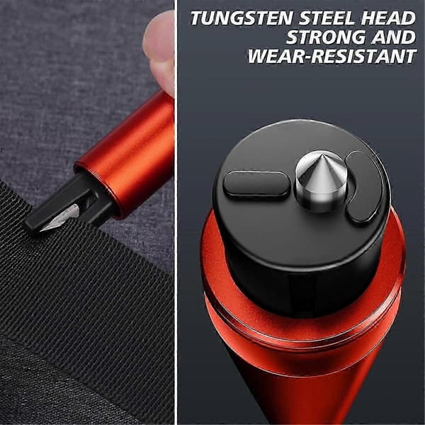 2-pakning bilvindusknuser setebelte kutter Hammerdex, Safehammer glassknuser bilvindusknuser, f [DB] Red