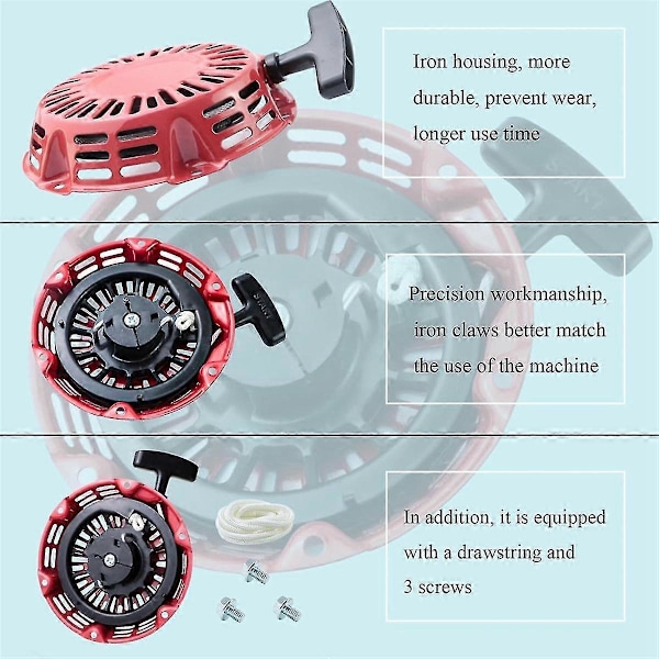 Startsnöre Komplett för GX200 GX160 5.5 6.5HP Motor med Böjd Stångspärr 28400-Z4M-306ZB 27400-Z1 [db] Red Black