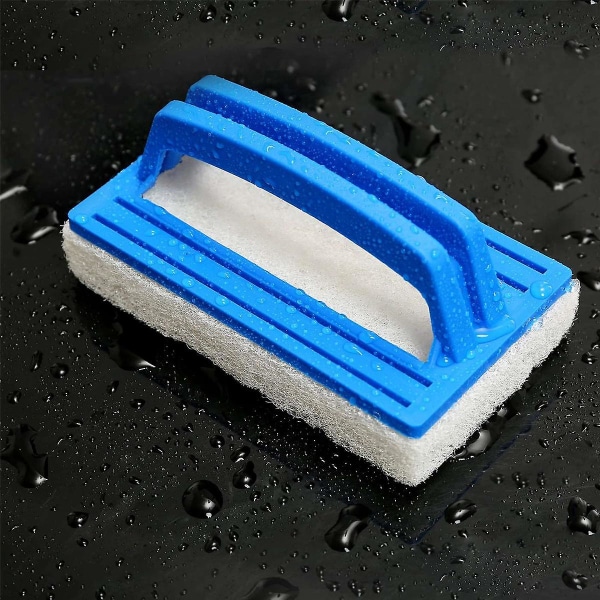 2-pack handpoolskrubbborste, skrubbsvampdyna för rengöring av skrubber, kök, badrum [dB} Blue  White