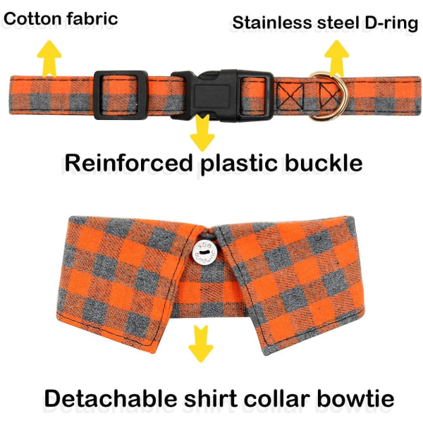 Cotton Dog Collar With Bowtie, Comfortable Adjustable Cute Lapel Design Dog Bow Tie Collar For Small Medium Large Boys And Girls Pets