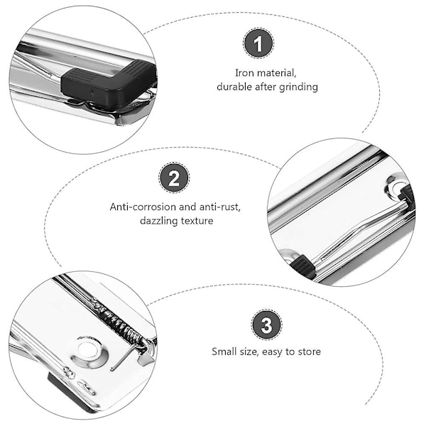50 stk Klippbrett Klips Kan Installere Hardplate Klips Klippbrett Klips Kontorrekvisita Metall Klips Fjær Cdb silver