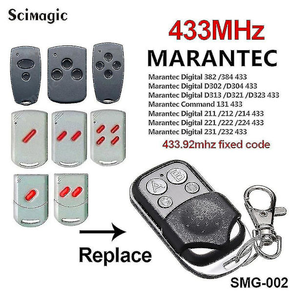 Klon af Garagedørsfjernbetjening Marantec 868 Mhz / 433mhz Til Digital D302 D304 D313 433 D323 D382 D384 131 db 868mhz  MARANTEC