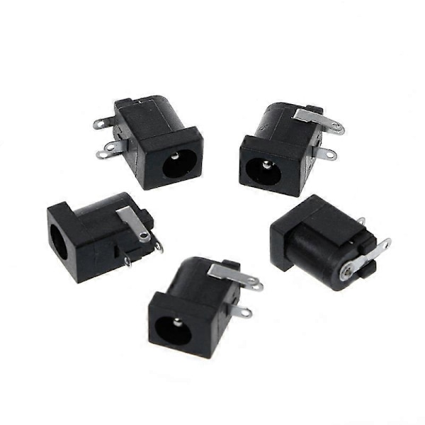 5 kpl DC-005 musta DC-virtaliitin 5,5x2,1 mm sylinterimallinen piirilevykiinnitys [DB]