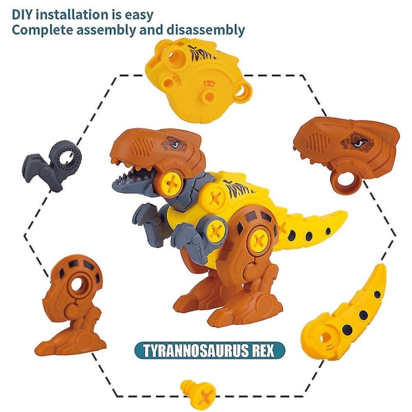 4kpl/ set Diy Dinosaurusten kokoamislelu Purkamislelu Dinosaurusfiguurit Mallisarja Set lapsille