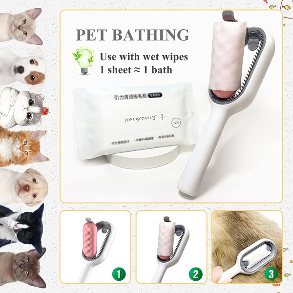 Kattborste för kort hår, 4 i 1 universal kattsilikonborste, ultramjuk silikontvättbar husdjursborste, återanvändbar magic ren borste, kort hår（blått）