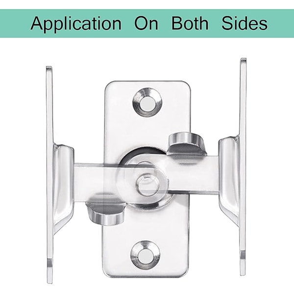 90 Graders Låsande Sekretesslås Skjutdörrsbeslag Höger Vinkel Dörrspänne Kamlås (2-pack Silver) [DB]