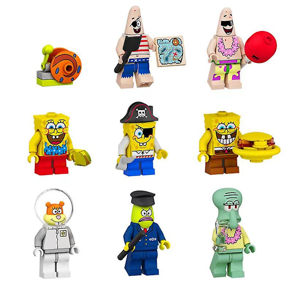 9 stk. SpongeBob SquarePants figurer byggeklodser minifigurer actionfigurer byggeklodser FL1002 [db]