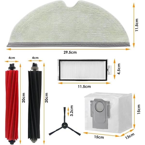 Kompatibel med Roborock Q8 Max, Q8 Max+, q5 Pro, reservedeler tilbehør Hovedsidebørste Hepa-filter Mopp Støvpose [DB] Photo Color