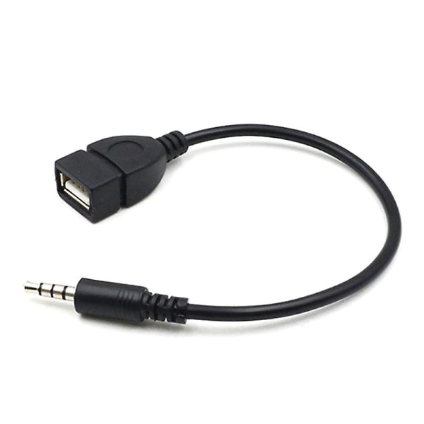 Auton MP3-soitinmuunnin 3,5 mm uros Aux O -liitin USB 2.0:aan