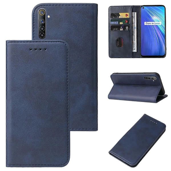 Magnetiskt läderfodral för Realme 6 [DB] Blue