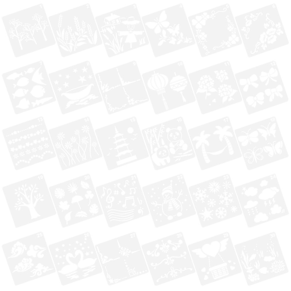 30 kpl piirustusstensiiliä, lasten maalausstensiilit, muoviset stencilit, lasten piirustusstensiilit