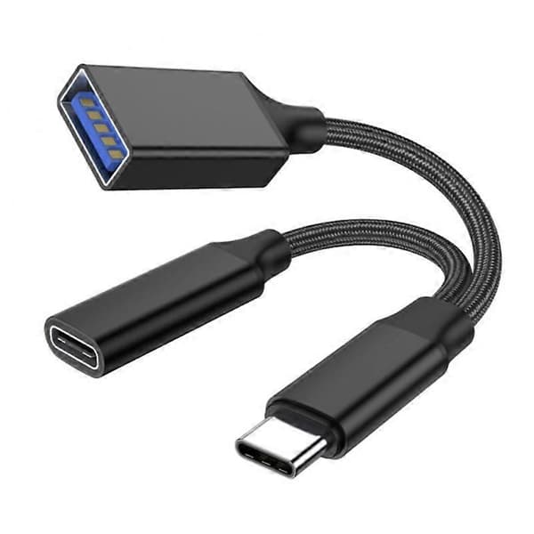 PD10W Hurtiglading USB Type-C til USB-C OTG Adapterkabel for Mobiltelefon Laptop [Db] Black