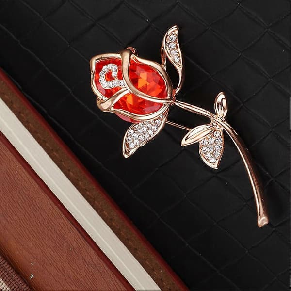 Broche Rose Krystalglas Dekorative Brocher til Dekoration Rød