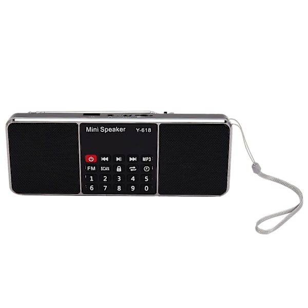 Y-618 Mini FM-radio Digital Bärbar Dubbel 3w Stereo Högtalare Mp3 Audiospelare Hög Fidelity Ljudkvalitet W/ 2 Tums Display Skärmstöd Usb-enhet T