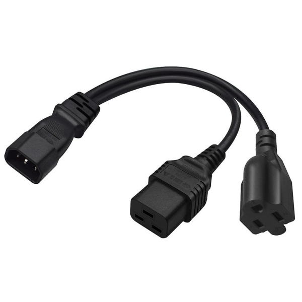Y-splitter strömkabel C14 till C19+5-15r kontakt adapterkabel kraftkabel ledning [DB]