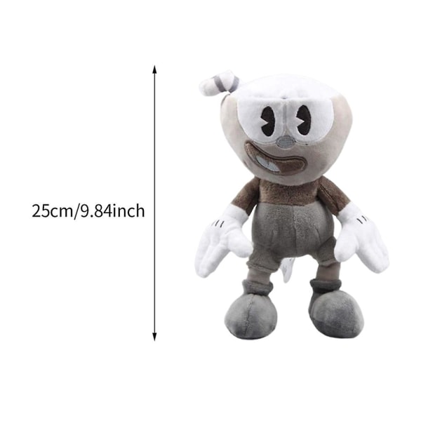 \"Cuphead og Mughead plysj - 9,84\"\"\"\" Myke plysj utstoppede dukker Cupman Mugman leketøy grå+brun\" [DB] Grey+Brown