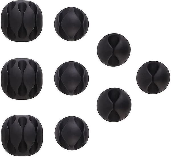 Pakke med kabelclips, kabelstyring og kabelbindere til TV, computer, PC, bærbar, hjem og kontor, sort[DB]