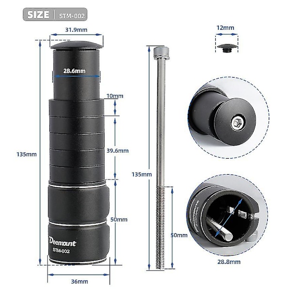 Pyörän Haarukan Ohjainkannattimen Korotusadapteri MTB Ohjaustangon Korkeus 100mm Korotusjatke Alumiiniseos Pyörän Osat Sopii Halk. 28.6mm [DB] 135mm
