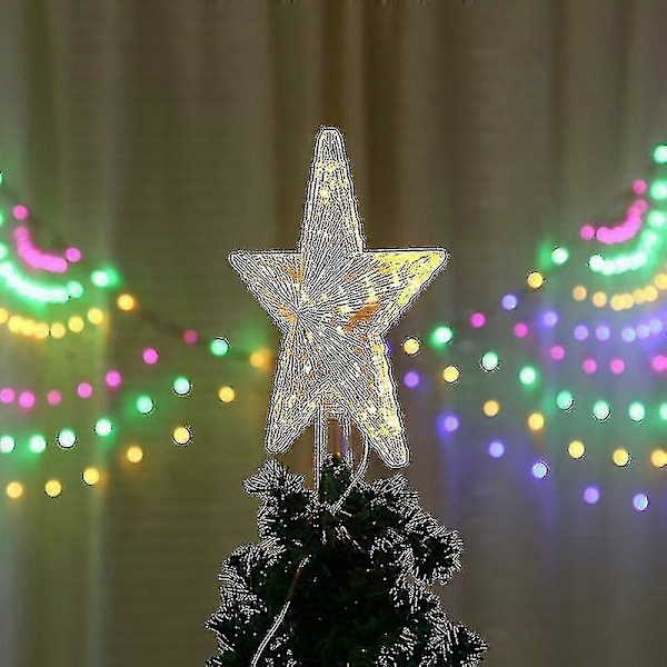 Julgrans Topp Med 10 LED-lampor Med Strömkabel - Upplyst Julgrans Topp I Varmvitt - Julgransstjärna Topp [DB]