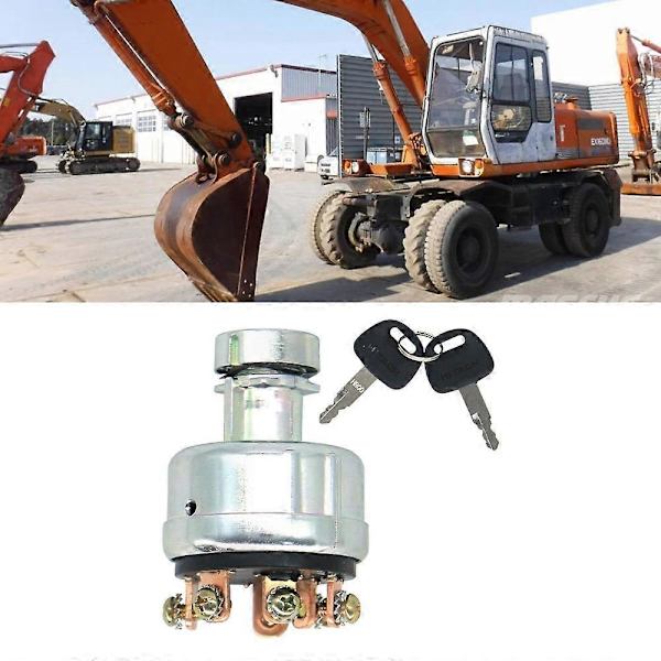 4186743 4186745 Tändningslås med 2 Nycklar för EX160WD EX200 Grävmaskin Tändningslås Cylind [DB] Silver