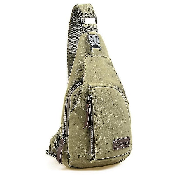 Herrar Militär Armé Canvas Bröstväska Crossbody Sling Axelväska Ryggsäck För Vandring Camping Bästsäljare {Db} Army Green