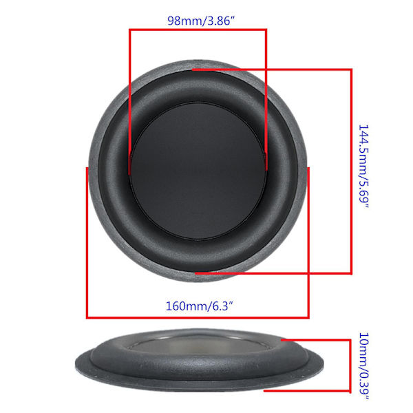 Audio Bass Diaphragm Passiivinen Säteilevä Kaiutin Korjaus Osat 160mm Diy Kaiutin [DB] Black