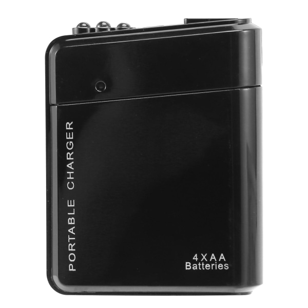 Sort 4x Aa Batteri Bærbar Nødstrømsoplader Usb Til Mobiltelefon