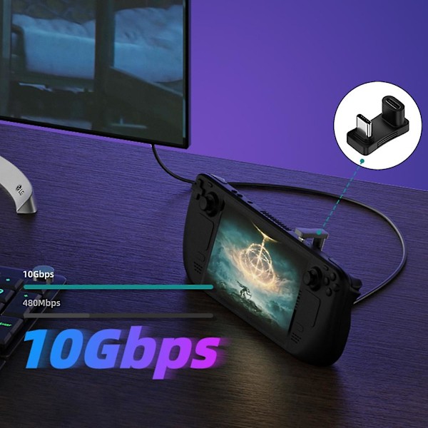 100W Typ C-adapter för Steam Deck Typ C En-till-två-adapter USB C Typ C [DB] Vertical bend