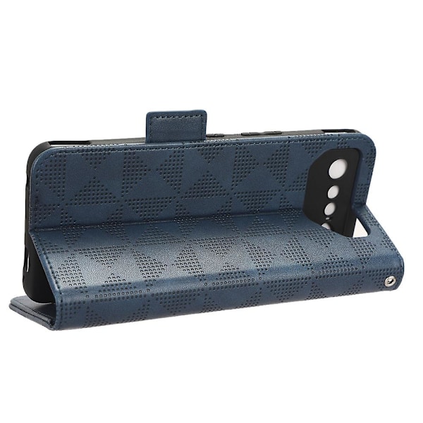 För Asus ROG Phone 7 5G Mobiltelefon Plånboksfodral PU Läder Präglat Triangel Ställ Skydd [DB] Blue