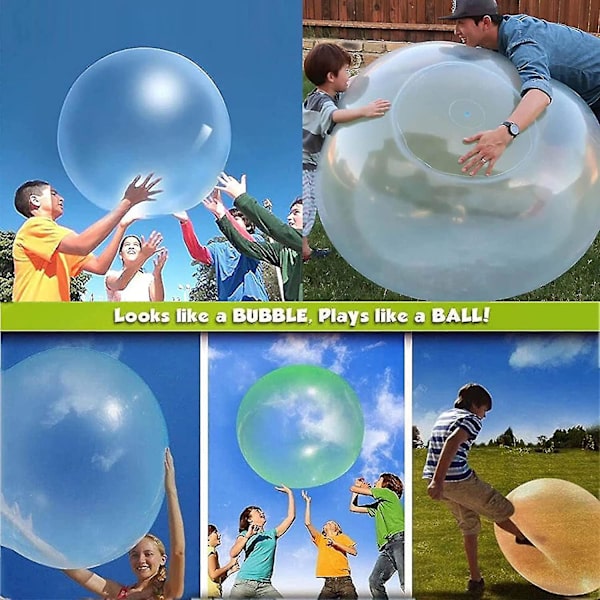 Bubbelboll leksak för vuxna barn, uppblåsbar vattenboll kul sommar strand trädgård boll mjuk gummiball utomhusspel present Hk Db Blue 40cm
