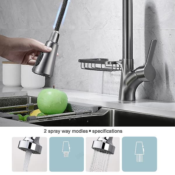 Kjøkkenkran Sprayer Dyse Pull Out Dusj Spray Hode G1/2 Kran Tilbehør  [dB} 02 Chrome