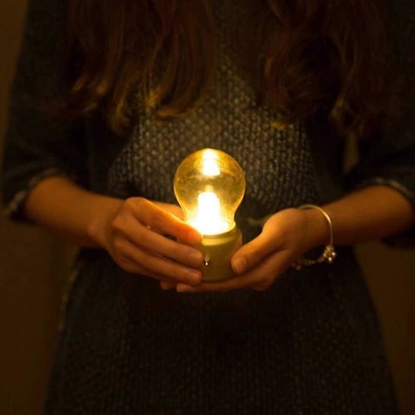 (Gullfarget) Retro lyspære nattbordslampe, kreativ USB oppladbar nattlampe, gammeldags LED bordlampe, liten soverom skrivebord dekorativ lyspære ta [db]