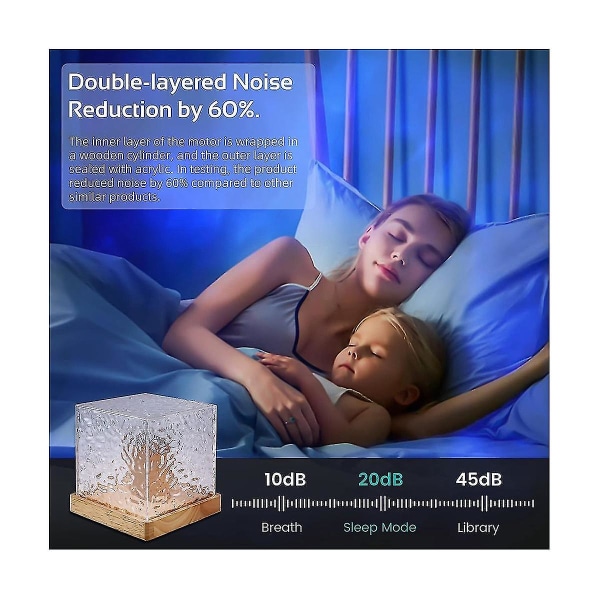 Galaxy Projektorlampa för sovrum - Sensorljus med 16 färger, Projektor nattlampa för sovrum [DB] Wood  Transparent