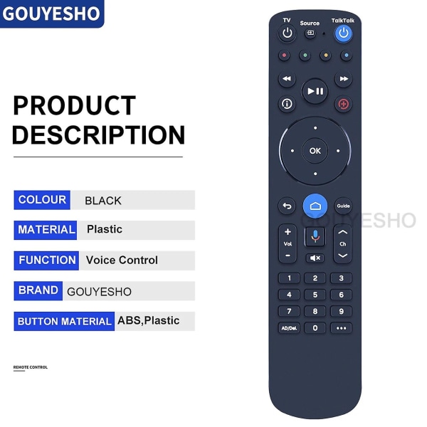 Ny Rc4083802/01br Fjernkontroll For Talk Talk Tv Hub | Smart Tv Box | Android Tv Box [DB]