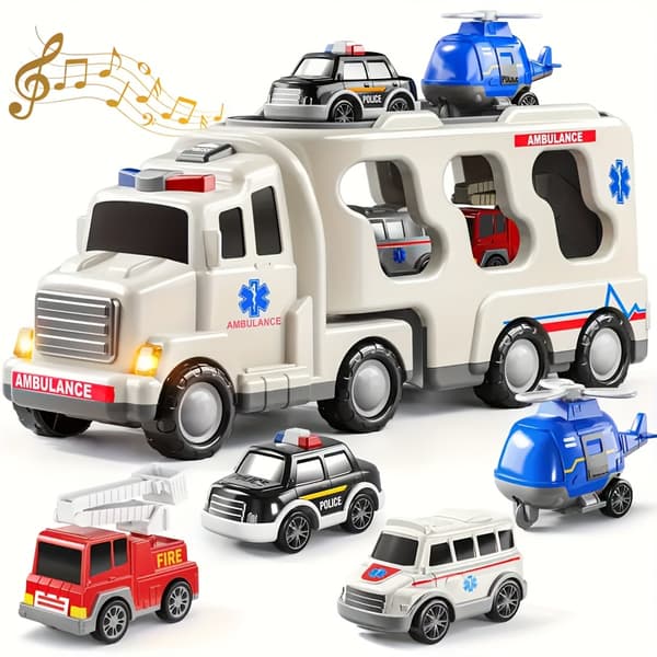 5-i-1 Lysende Musik Ambulance Legetøjsbilsæt [DB] A