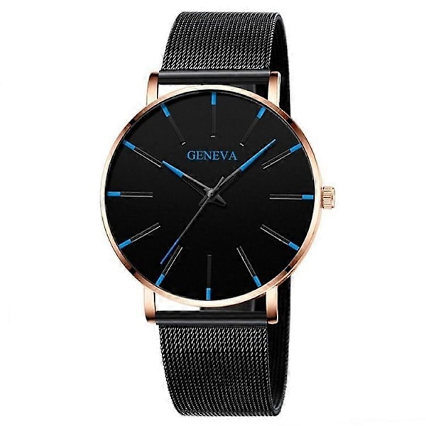 GENEVA Herr Quartz Klocka Mode Casual Armbandsur med Rostfritt Stålarmband [DB] Multicolor Style F