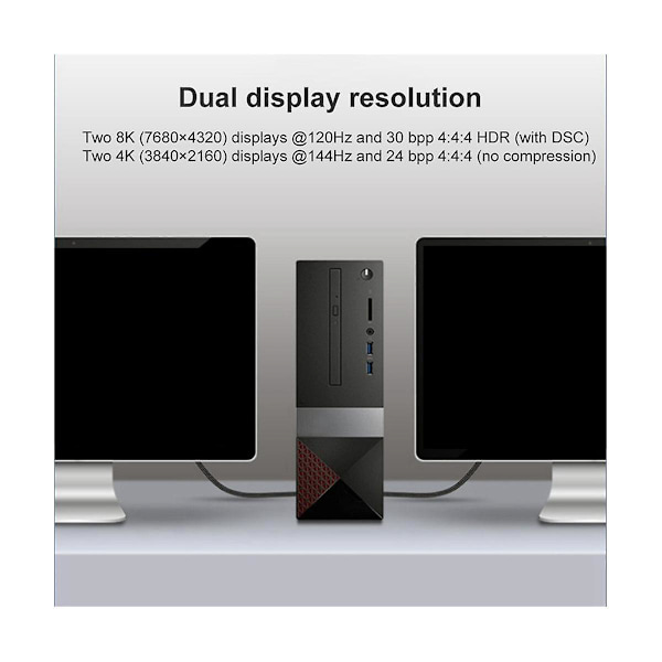 Displayport2.0 Hd-videokaapeli 16k@60hz 80gbps tietokonegrafiikan näyttökortin kaapeli PC-kannettavan näytölle 3 metriä