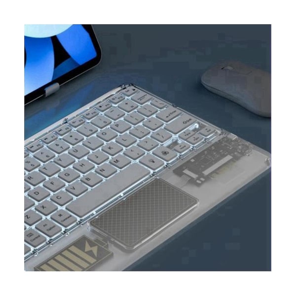 Trådløst berøringstastatur Baggrundsbelyst tastatur Rgb-tastatur Gennemsigtigt krystal Bluetooth-tastatur Universal til pc, pink