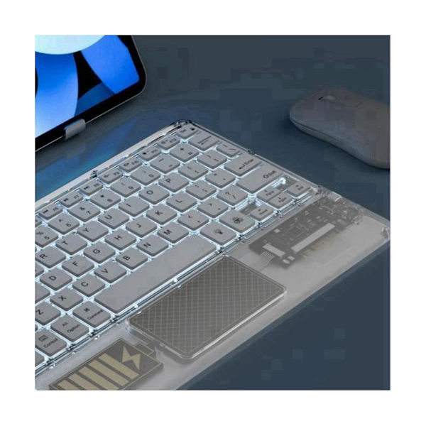 Trådløst touch-tastatur med baggrundsbelysning, RGB-tastatur, transparent krystal Bluetooth-tastatur, universelt til pc, pink