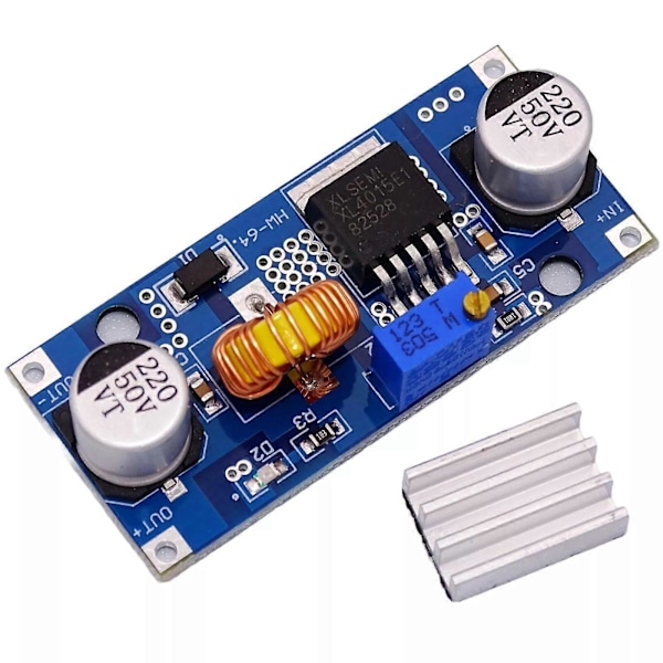 XL4015 DC Step Down 36V max. 5A Spänningsregulator Omvandlare + Kylfläns db
